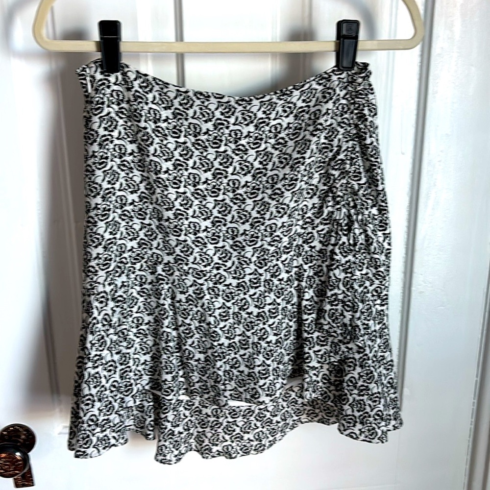 A.L.C. silk miniskirt black white floral 4